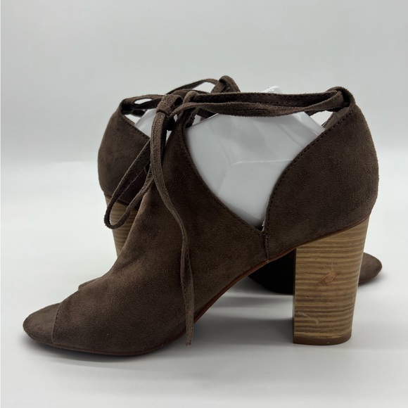 BC Born in California Vegan Suede-like Open Toe Chunky Heel Ankle Tie Bo… - Picture 6 of 8
